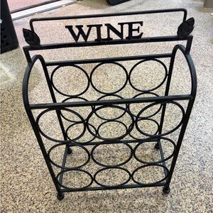 Black Metal Wine Rack - Decorative 9-Bottle Holder
